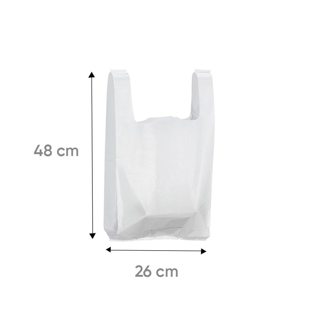 Sac plastique blanc 26+14x48 cm 13 microns